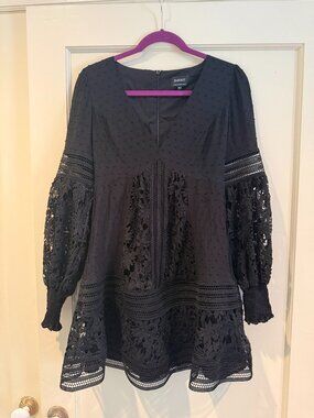 Bardot Mariah Swiss Dot Balloon Sleeve Mini Dress